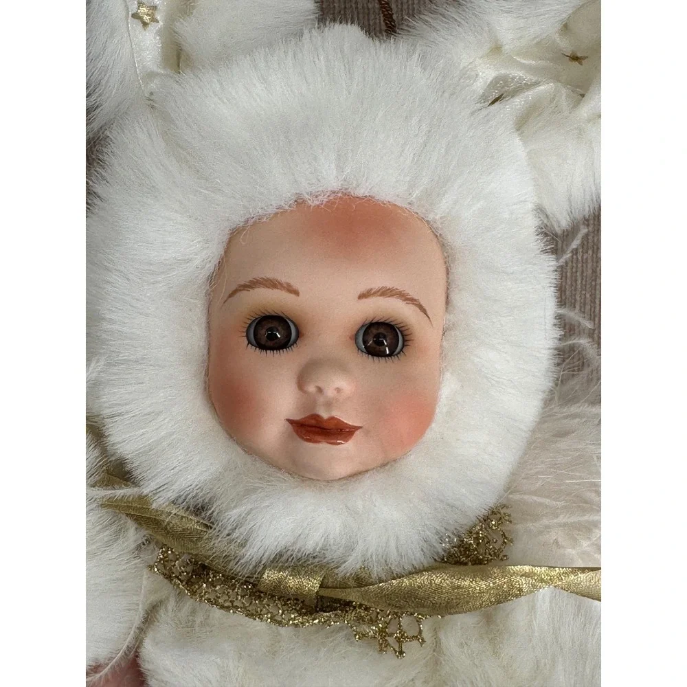 Chari Angel Bunny Porcelain Face Plush Doll Limited Edition White Feather Wings